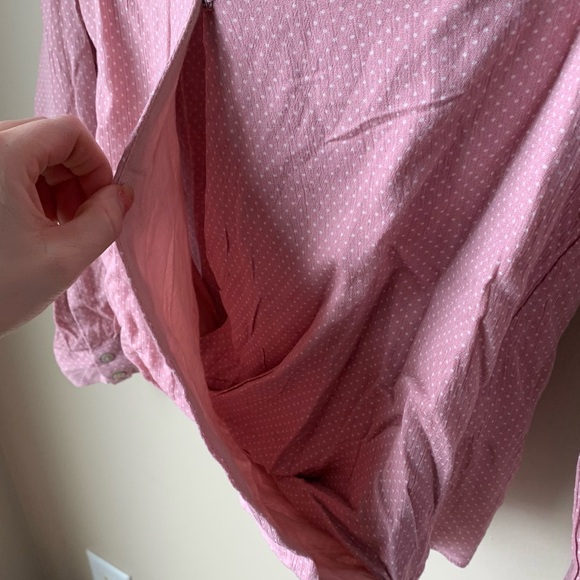 New With Tags Everly blush pink white polka dot V neck wrap blouse - Picture 3 of 7
